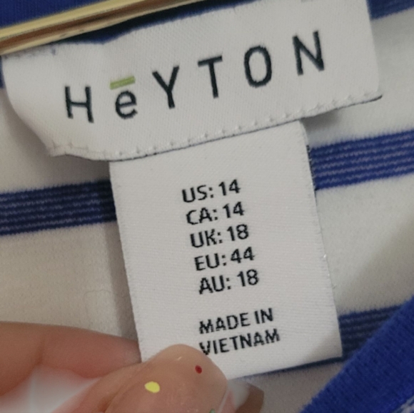 Anthropologie Heyton Blue and White Striped Dress Size 14 Nautical Short Sleeve - Picture 4 of 8